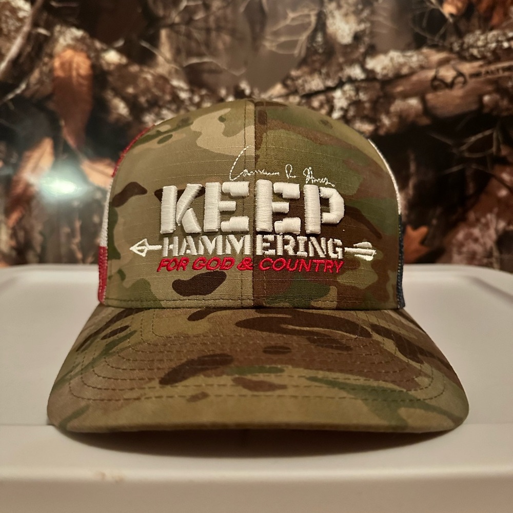 Cameron Hanes “Keep Hammering” Patriotic Camo Hat